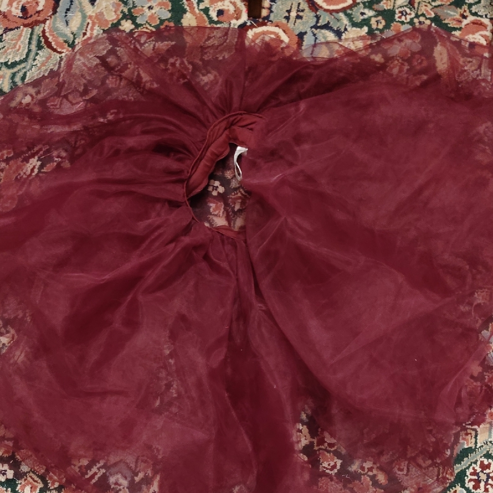 Weissman Burgundy Tulle Mini Skirt